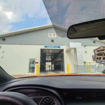 entrance to devos car wash